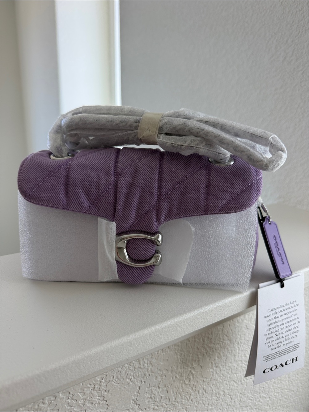 COACH Lavender Quilted Crossbody Tabby 20